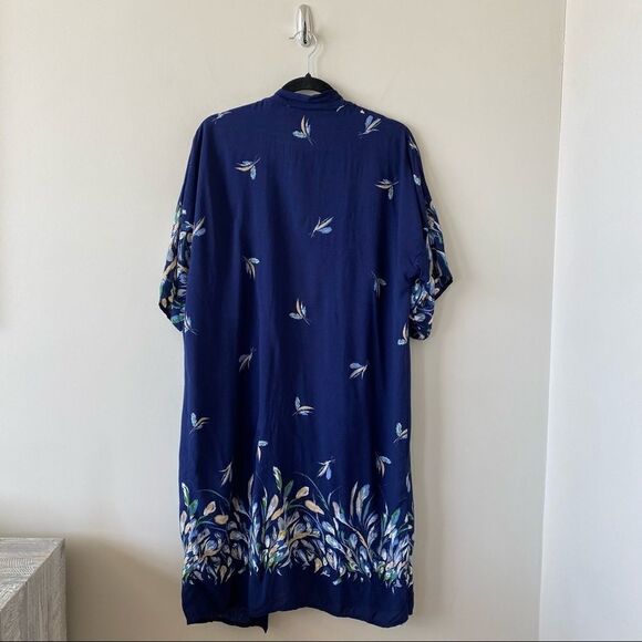 SUMMER & Rose-Leaf Print Midi Lightweight Kimono - Picture 3 of 8